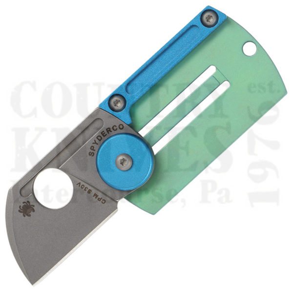 Buy Spyderco  C188ALTIP Dog Tag Folder - Green & Blue Anodized Titanium at Country Knives.