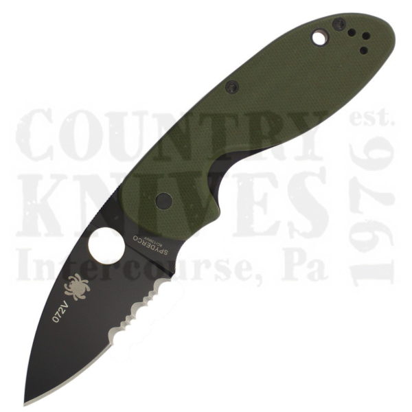 Buy Spyderco  C216GPSGRBK Efficient - ComboEdge / Green G-10 / TiN at Country Knives.