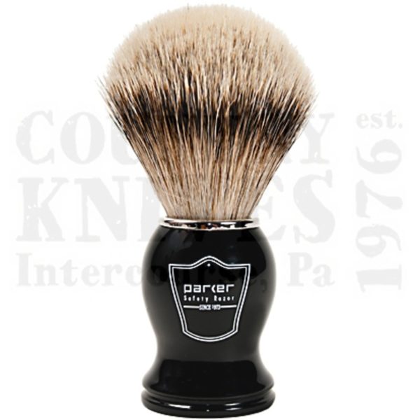Buy Parker  PRBHST Shaving Brush - Black / Silver Tip at Country Knives.