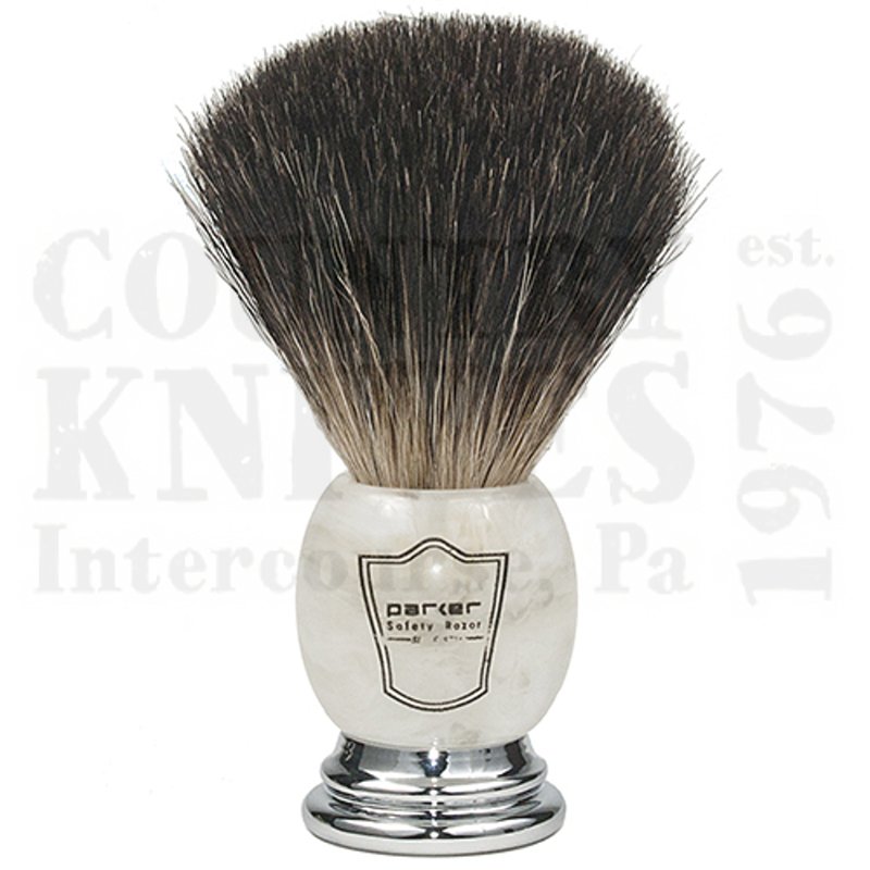 Parker MIBB Shaving Brush - Marbled Ivory / Black Badger