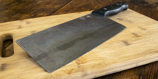 Black Iron Oxide Magnetite patina on butcher knife