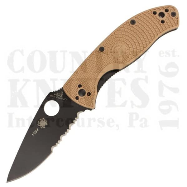 Buy Spyderco  C122PSTNBK Tenacious Lightweight - TAN FRN / CombinationEdge / Black at Country Knives.