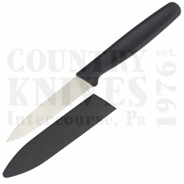Buy Victorinox Victorinox Kitchen and Butcher 57010 3¼’’ Paring Knife - Black / Wavy / Sheath at Country Knives.
