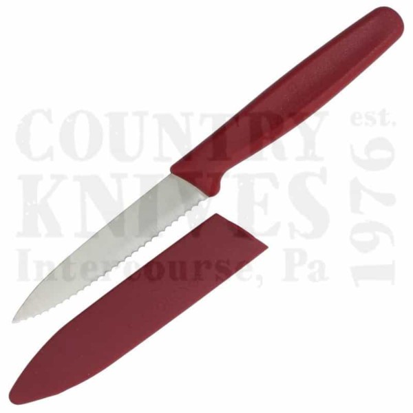 Buy Victorinox Swiss Army 57611 3¼’’ Paring Knife - Red / Wavy / Sheath at Country Knives.
