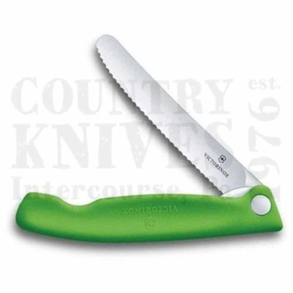 Buy Victorinox Victorinox Kitchen and Butcher 6.7836.F4B Swiss Classic Foldable Paring Knife - Green / Serrated at Country Knives.