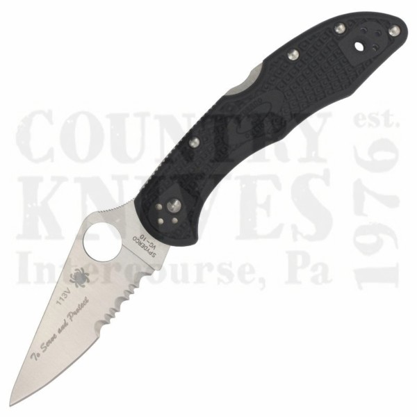 Buy Spyderco  C11FPSBKBL Delica 4 - BLACK FRN / Thin Blue Line at Country Knives.