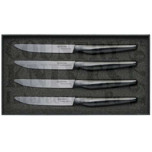 Buy Kyocera  KYSK4PCBKBK  4 Piece Steak Knife Set - Black / Black at Country Knives.