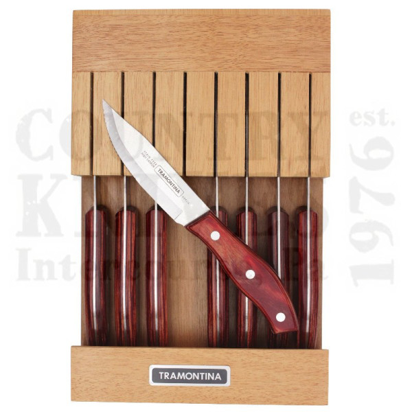 Buy Tramontina  TTA80000-000DS Eight Piece Porterhouse Steak Knife Set - Polaris Polywood Full Tang Handle with Pointed Tip at Country Knives.