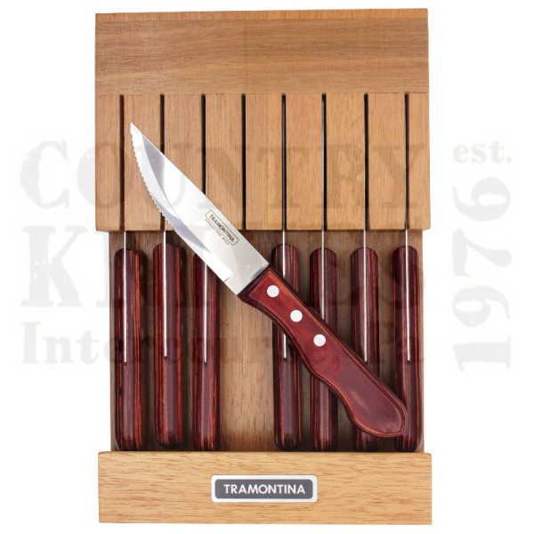 Buy Tramontina  TTA80000-000DS Eight Piece Porterhouse Steak Knife Set - Polaris Polywood Full Tang Handle with Pointed Tip at Country Knives.