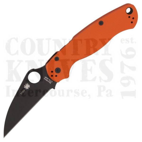 Buy Spyderco  C81GPWCORBK2 ParaMilitary2 Wharncliffe - Orange G-10 / W-DLC / CTS XHP at Country Knives.