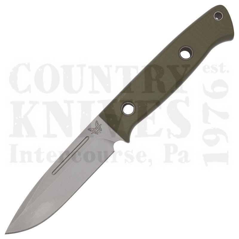 Benchmade163-1Bushcrafter – S30V / OD Green & Red G-10 / Leather